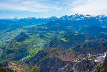Naklejka premium Panorama view of Austria from Untersberg mountain