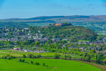 Naklejka premium Panorama view of Stirling town in Scotland