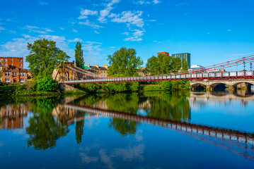 Obraz premium Bridges at Clyde river in Central glasgow, Scotland