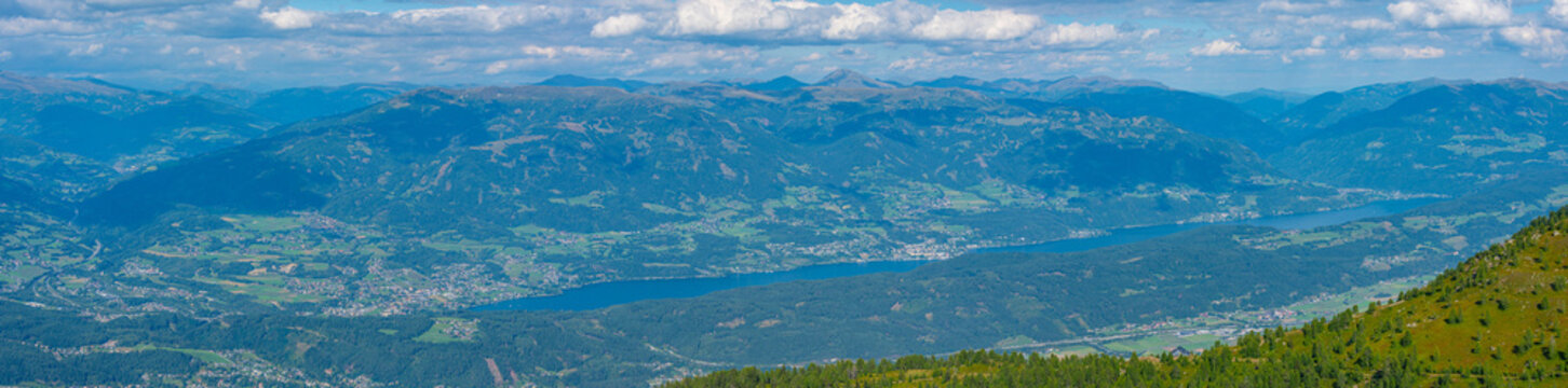 Panorama view of Spittal an der Drau and Millstatter see lake in