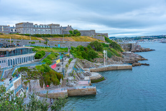 Sunset view of citadel in Plymouth, England