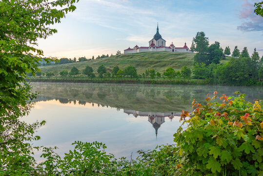 Sunrise view of Pilgrimage Church of St. John of Nepomuk on Zele