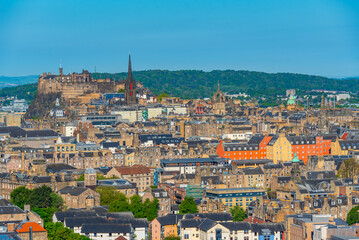 Fototapeta premium Panorama view of Edinburgh castle in Scotland