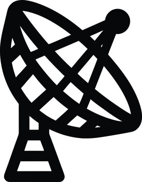 a satellite dish with parabolic curve and feed silhouette vector illustration on transparent background
