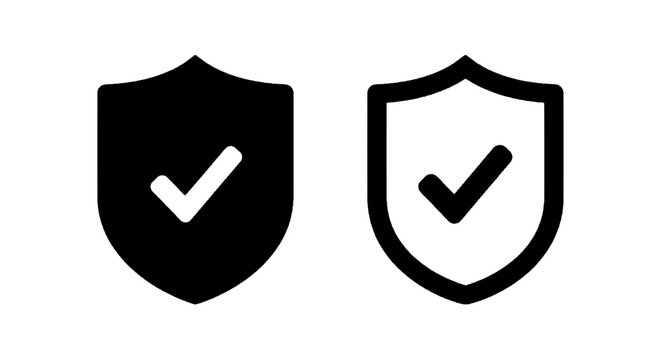 Vector illustration of shield icons with check mark symbols