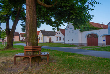 Obraz premium Sunset view of traditional south Bohemian village Holasovice, Cz