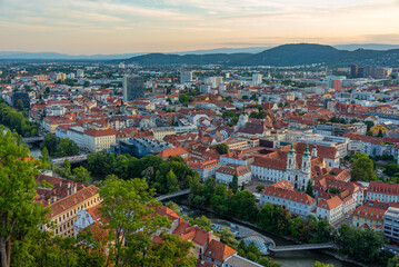 Fototapeta premium Aerial view of Austrian town Graz