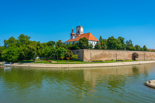 Riverside of Raba in Hungarian town Gyor