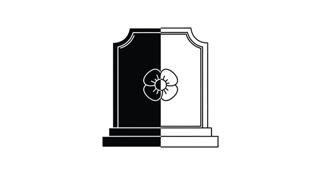 Black and white tombstone icon vector