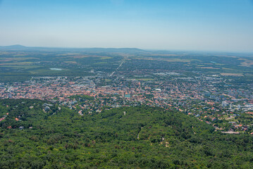 Obraz premium Panorama view of Pecs from Tv tower in Hungary