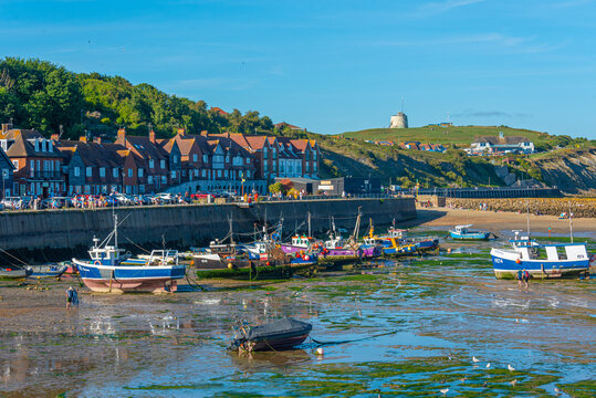 Folkestone port during a summer low tide, England