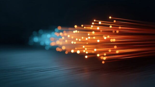 Abstract representation of vibrant light streaks in orange and blue colors, symbolizing speed and dynamic energy flow