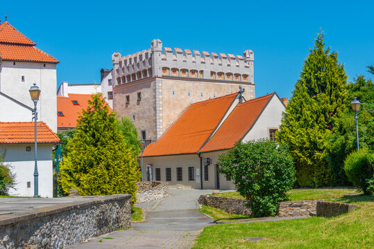 Colourful buildings in Czech town Prachatice