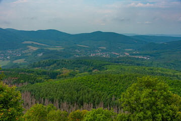Fototapeta premium Panorama view of forests around Salgo castle in Hungary