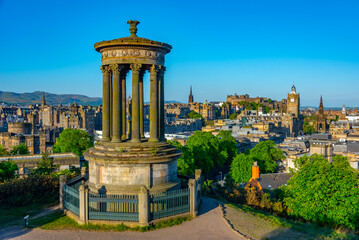 Panorama of the old town of Edinburgh from calton hill, Scotland © dudlajzov