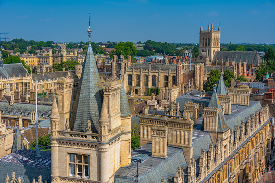 Panorama view of historical center of Cambridge, England