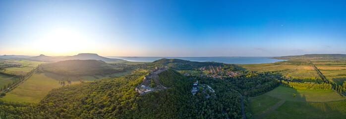 Sunrise view of Szigliget castle in Hungary © dudlajzov