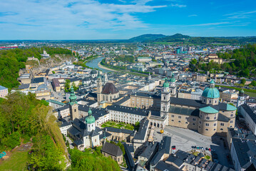 Fototapeta premium Panorama view of Salzburg from Hohensalzburg fortress, Austria