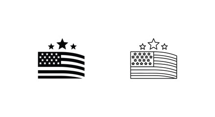 Naklejka premium Set of 2 American flag icons vector