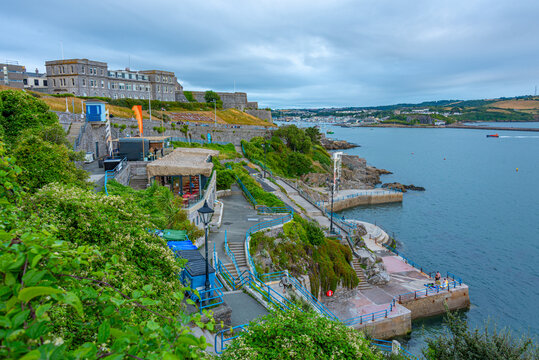 Sunset view of citadel in Plymouth, England