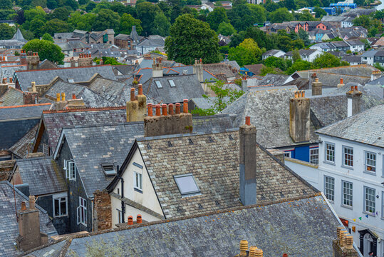Panorama view of English town Totnes