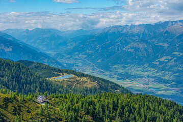 Obraz premium Panorama view of Drau valley in Carinthia region of Austria