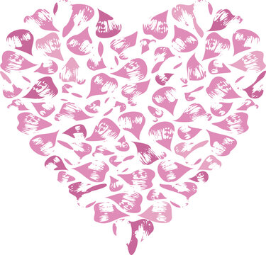 Romantic Pink Floral Heart Shape Made of Petals Vector Illustration for Valentine Wedding and Love Themed Design