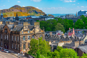 Naklejka premium Aerial view of the old town of Edinburgh, Scotland