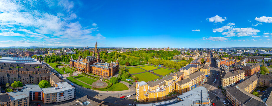 Panorama view of Kelvingrove Art Gallery and Museum in Glasgow,
