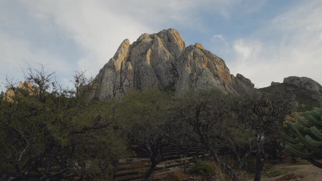 Cinematic Timelapse of Pe&ntilde;a de Bernal with Moving Clouds and Sky