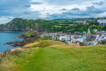 Naklejka premium Panorama view of Ilfracombe town in England