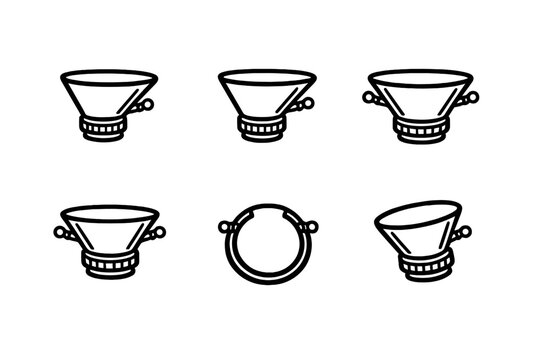 Surgical ear speculum line icons showing various perspectives and top view for medical equipment catalogs and healthcare
