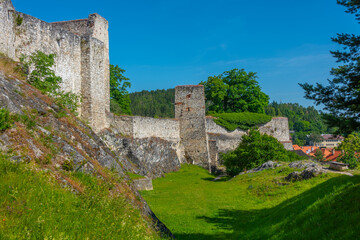 Fototapeta premium Rabi castle in Czech republic during a sunny day