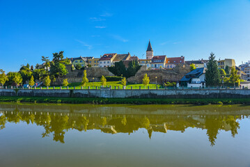 Fototapeta premium Skyline of the city center of Prerov during a summer day, Czech
