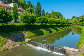 Obraz premium Luhacovice stream passing through a Czech spa town, Czech republ