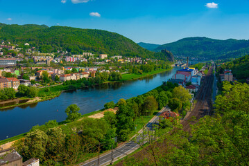 Fototapeta premium Riverside of Labe river in Usti nad Labem, Czech republic