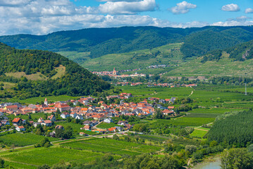 Naklejka premium Panorama view of Rossatz village in Austria