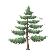 Fototapeta premium Isolated Pixel Art Pine Tree with Green Needles on White Background