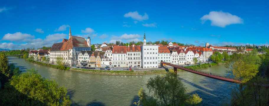 Panorama view of Austrian town Steyr