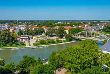 Obraz premium Riverside of Danube in Hungarian town Gyor