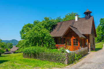 Fototapeta premium Historical buildings at Roznov pod Radhostem skansen in Czech re