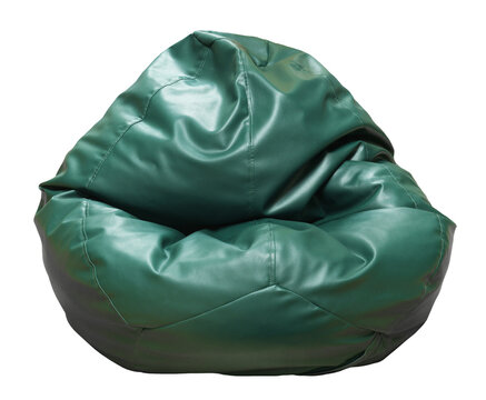 Green Bean Bag Chair Isolated on White Background 