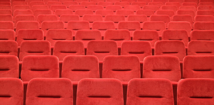 Red seats in cinema theater opera concert hall 