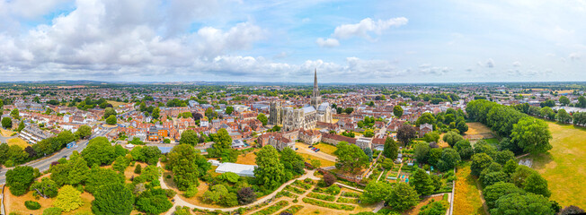 Panorama view of Chichester cathedral in England