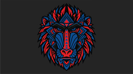 Fototapeta premium Colorful Lion Face Illustration Art.