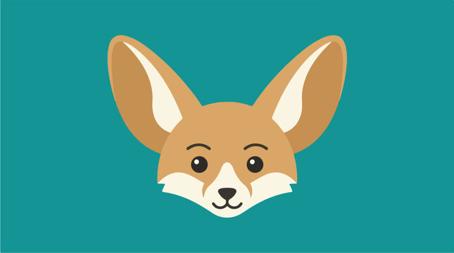 Cartoon Fennec Fox Head.