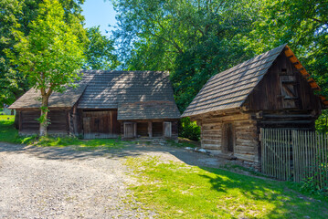Obraz premium Historical buildings at Roznov pod Radhostem skansen in Czech re