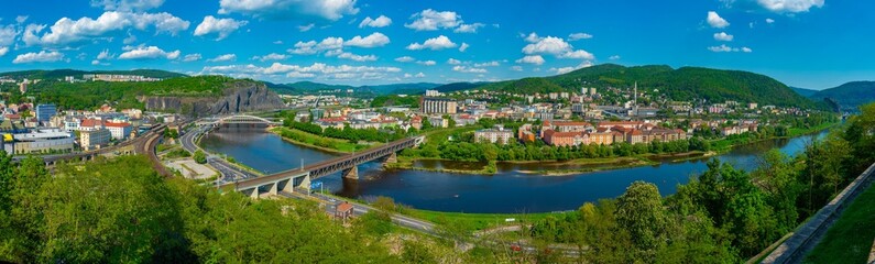 Fototapeta premium Panorama of Labe river at Usti nad Labem, Czech republic