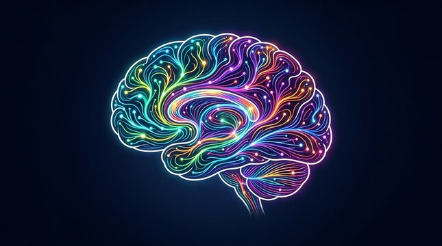 The brain of a neurodivergent person, featuring colorful connections