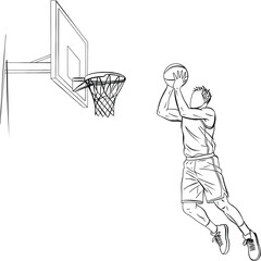 Professional Basketball Player Performing Powerful Slam Dunk © Aroastock